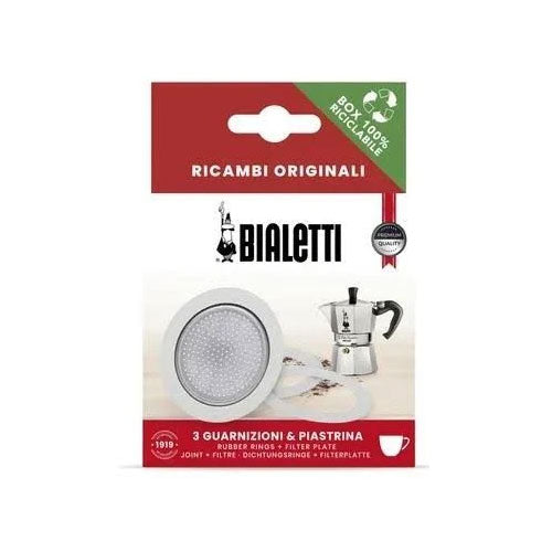 BLISTER 3 GUARNIZIONI 1 PIASTRA PER 3/4 TAZZE MOKA BIALETTI