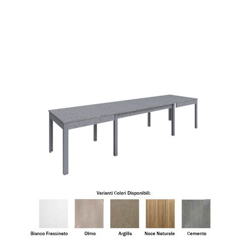 TAVOLO SUPER 4 L 160 X P 90 CM  CON 4 ALLUNGHE CEMENTO  LIN #cat
