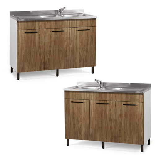 SOTTOLAVELLO "120" CON ANTE BIANCO-NOCE NATURALE LIN #cat