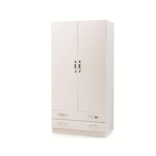 ARMADIO 180 2 ANTE 2 CASSETTI BIANCO FRASSINATO LIN #cat