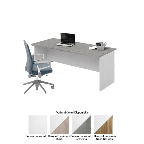 SCRIVANIA 180 BIANCO FRASSINATO-CEMENTO LIN #cat