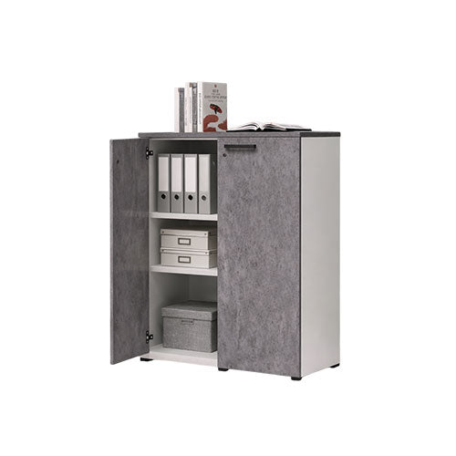 MODULO PER UFFICIO "129" CON 2 ANTE BIANCO-CEMENTO LIN #cat