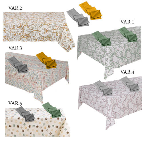 TOVAGLIA 140 X 240 CM 12 POSTI "ARMONIA" CON TOVAGLIOLI ASSORTITI VINGI