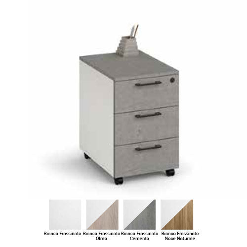 CASSETTIERA PER UFFICIO BIANCO FRASSINATO-CEMENTO LIN #cat