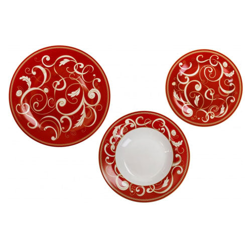 SERVIZIO PIATTI 18 PZ "FILO D'ORO" ROSSO 52706 BRANDANI