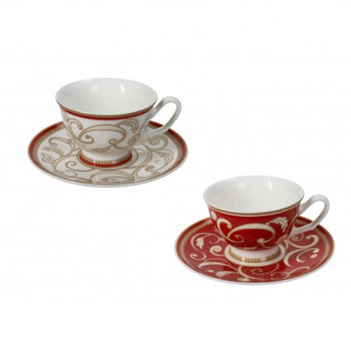 TAZZINA CAFFÈ 2 PZ "FILO D'ORO" BIANCO-ROSSO 52707 BRANDANI