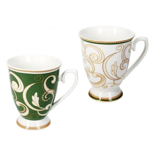MUG 2 PZ BIANCO-VERDE "FILO D'ORO" 52654 BRANDANI