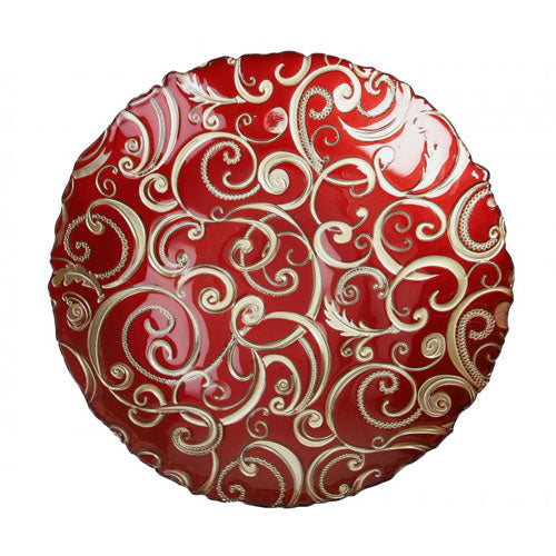 PIATTO 38 CM ROSSO "FILO D'ORO" 52742 BRANDANI