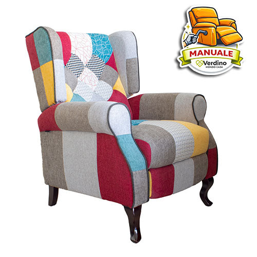 POLTRONA RELAX MANUALE "PATCHWORK" 2201.0055 #cat