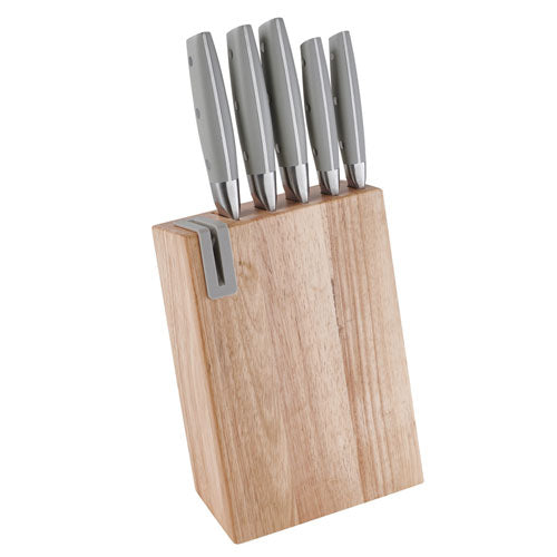 CEPPO LEGNOC/5 COLTELLI C/AFFILACOLTELLI  "NATURAL" 52132 BRANDANI