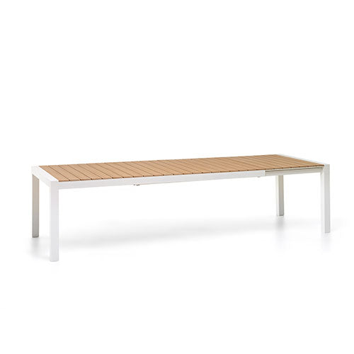 TAVOLO ALLUNGABILE "SANTORINI" 225-295 X 100 CM BIANCO #cat