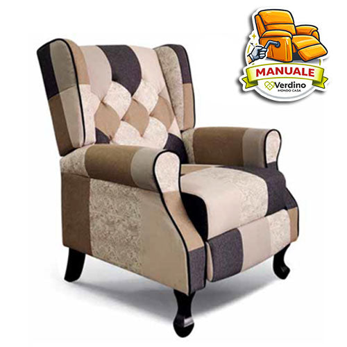POLTRONA RELAX MANUALE "ELLEN" PATCHWORK CLOUD SER #cat