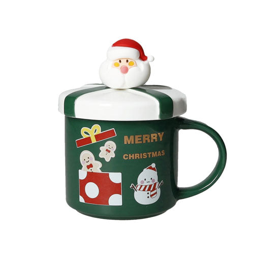 MUG C/TAPPO VERDE E CUCCHIAIO BABBO NATALE "ADDOBBI&DECORATION" 89947 BRANDANI