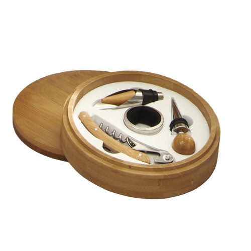 SET DEGUSTAZIONE VINO 4 PZ C/COFANETTO BAMBOO "GOURMET" 52919 BRANDANI