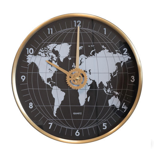 OROLOGIO Ø 29,5 CM "GLOBO" ORO E NERO 51892 BRANDANI