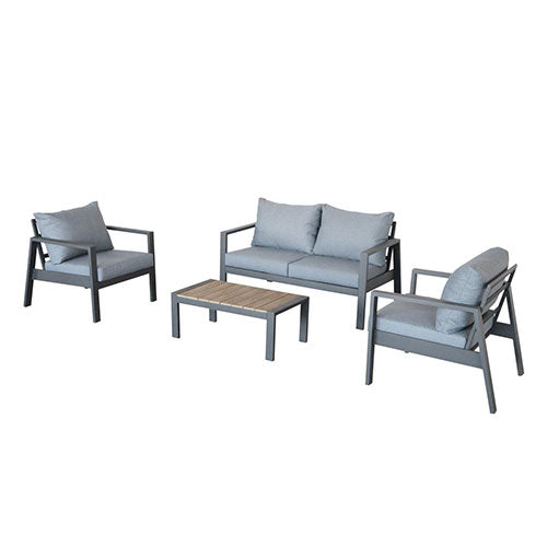 SET GIARDINO "SANTORINI" 4 POSTI ANTRACITE #cat