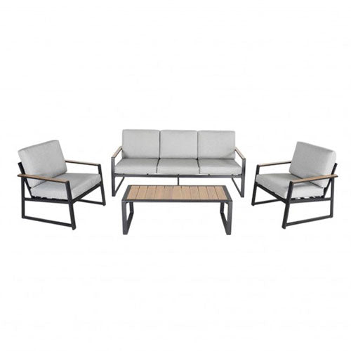SET GIARDINO "HAITI WOOD XL" 5 POSTI ANTRACITE #cat